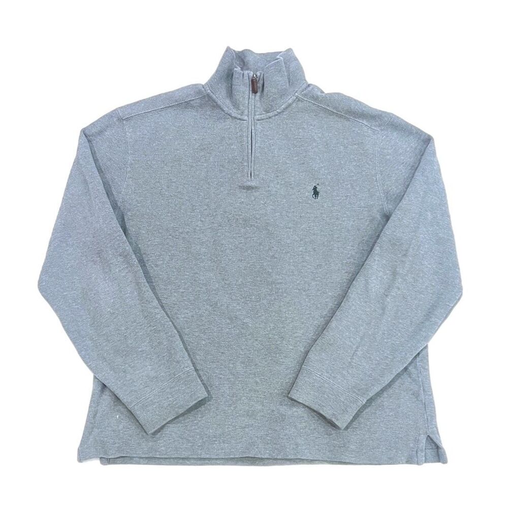 Polo Ralph Lauren Men’s Gray Vintage 1/4 Zip Pullover Sweater Size Large